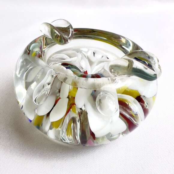Kent Helms Vintage Signed Art Glass Paperweight Abstract Floral Studio Crafted - Picture 7 of 11